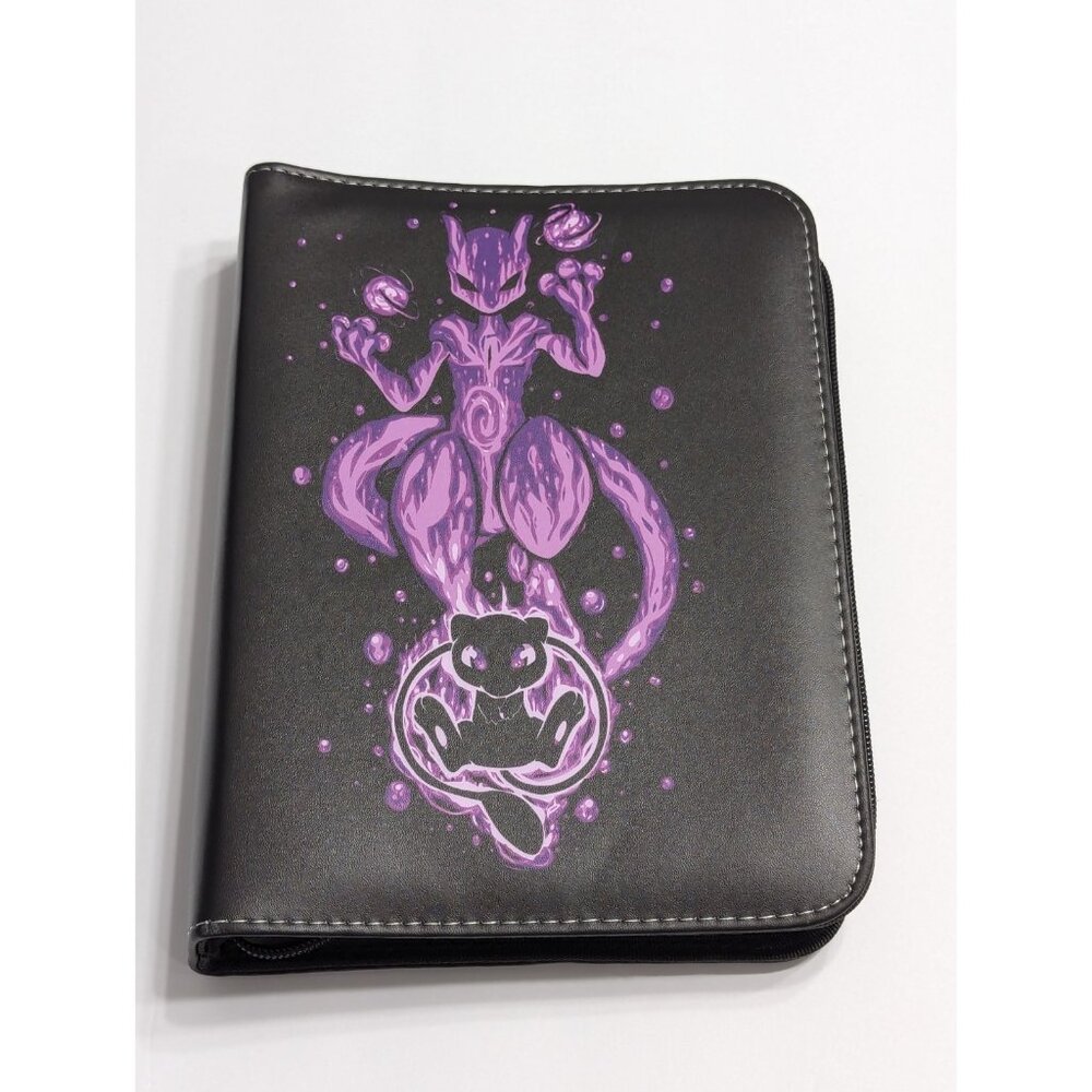 New Black Binder, Mew & Mewtwo Premium 4-Pocket Holder, Binder for Pokemon Cards
